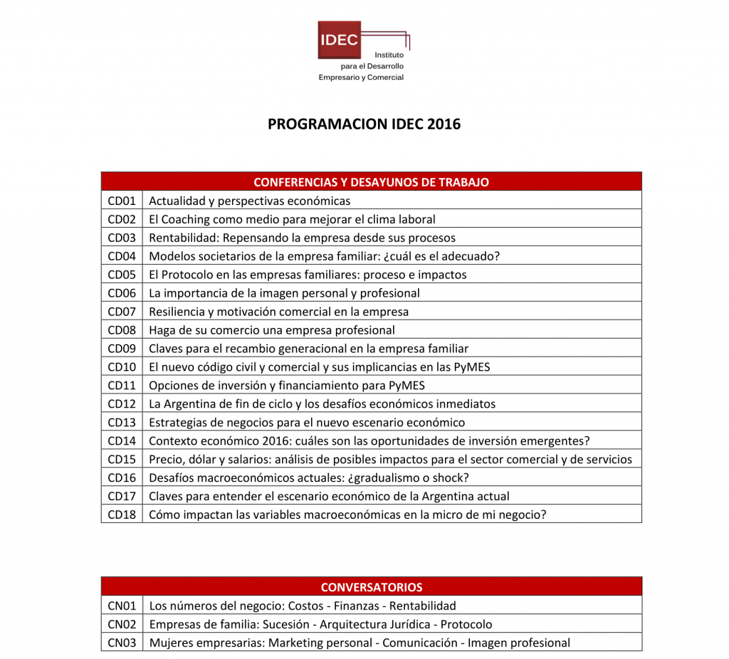 PRESENTACION IDEC CURSOS 2016-1