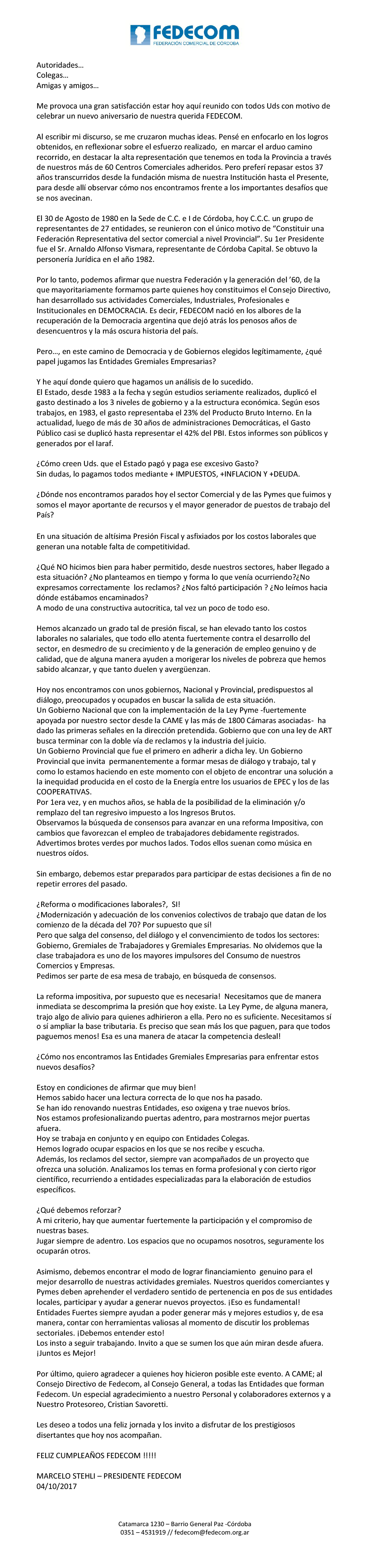 DISCURSO_PRESIDENTE_FEDECOM_37_ANIVERSARIO